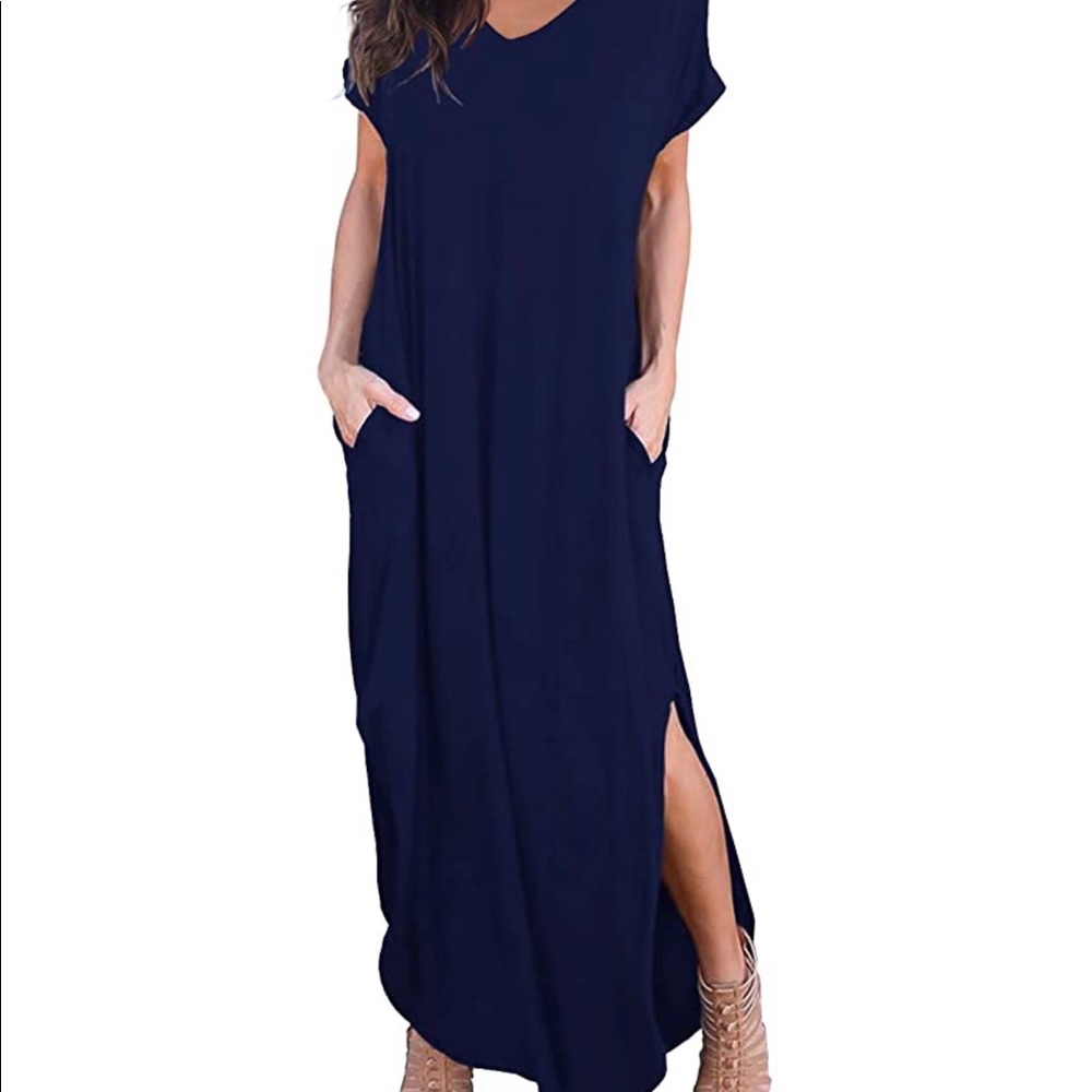 Navy maxi dress with pockets, size L
